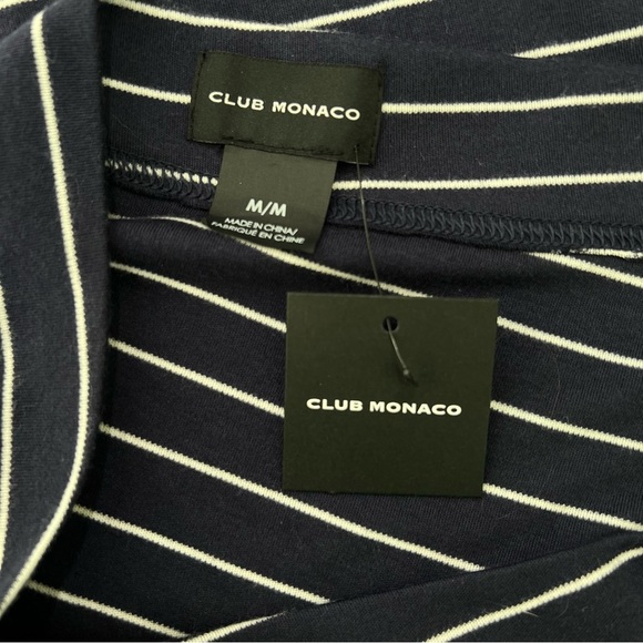Club Monaco NWT Galora Navy Blue Striped Cotton Modal Dress Size M - Picture 12 of 13